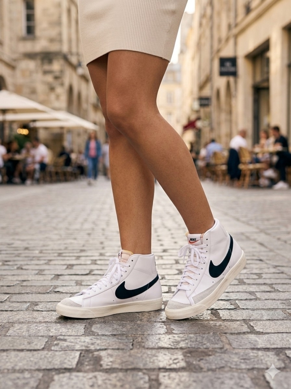 Nike Women’s White High-Top Sneakers with Black Swoosh